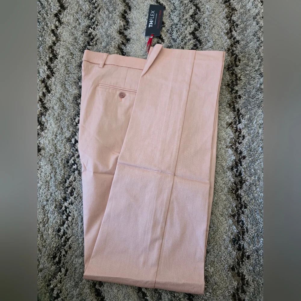 Tommy Hilfiger Mens ThFlex Dress Pants 34x34 Stretch Coral New $95 MRSP